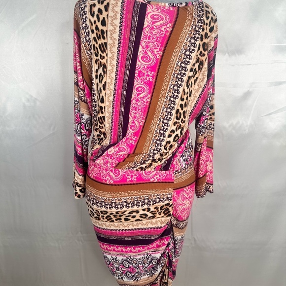 VENUS Pink and Brown Multi Patterned Bodycon Dress  size Large - Picture 6 of 16